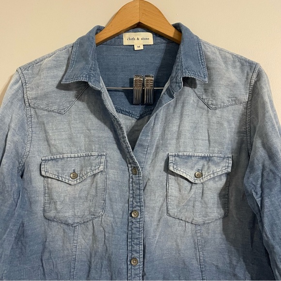 cloth & stone women’s corduroy button down shirt medium - Picture 8 of 11
